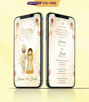 Couple Sikh Wedding Invitation Card 