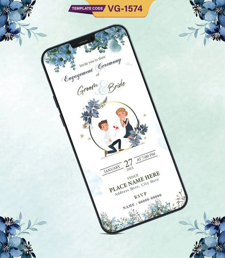 Couple Theme Engagement Invitation Card