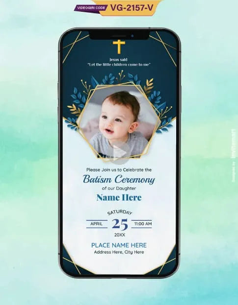 Custom Baptism Video Invitation | VG-2157-V