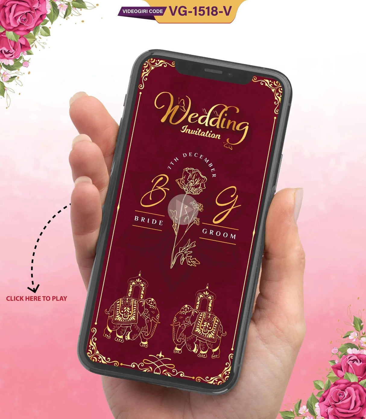 Custom Caricature Indian Wedding Invitation Video | VG-1518-V - VideoGiri