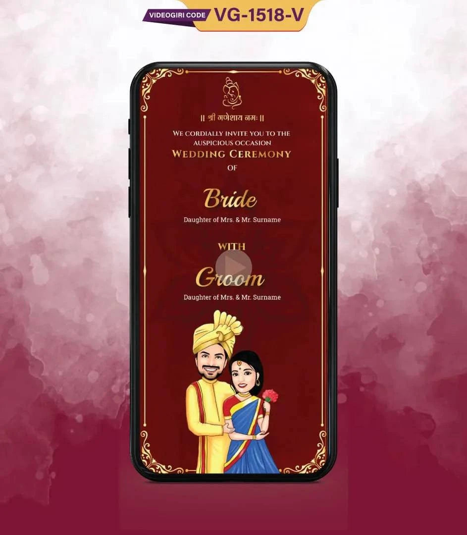 Custom Caricature Indian Wedding Invitation Video | VG-1518-V - VideoGiri