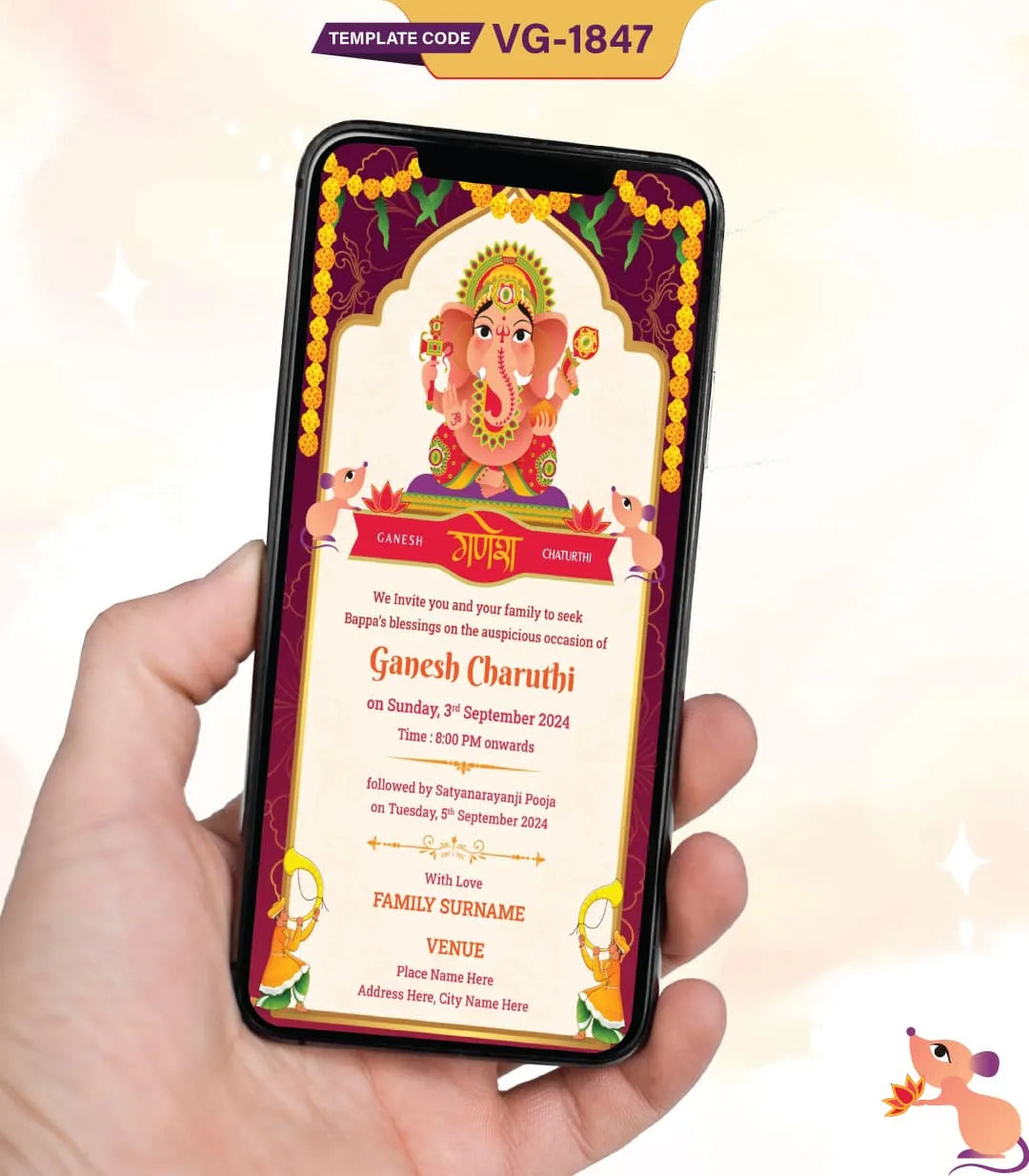 Custom Ganesh Chaturthi Invitation Card 