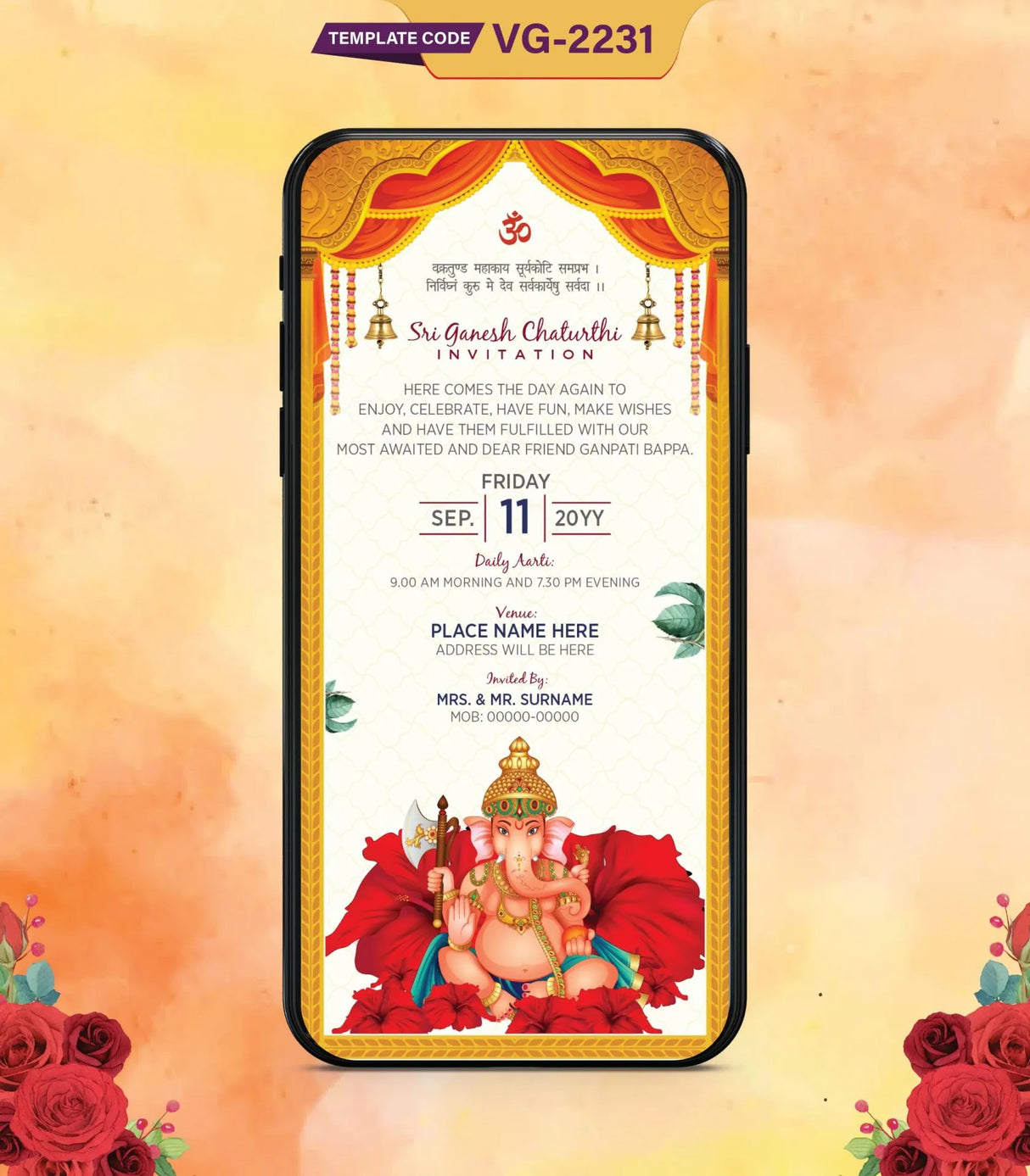 Custom Ganpati Invitation Card 