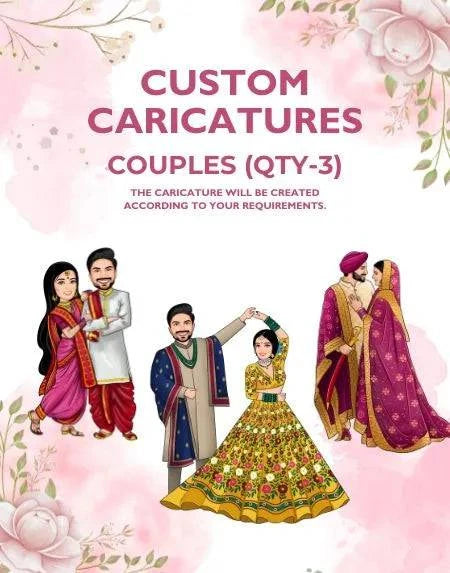 Custom Caricature Couples (Qty-3) - VideoGiri