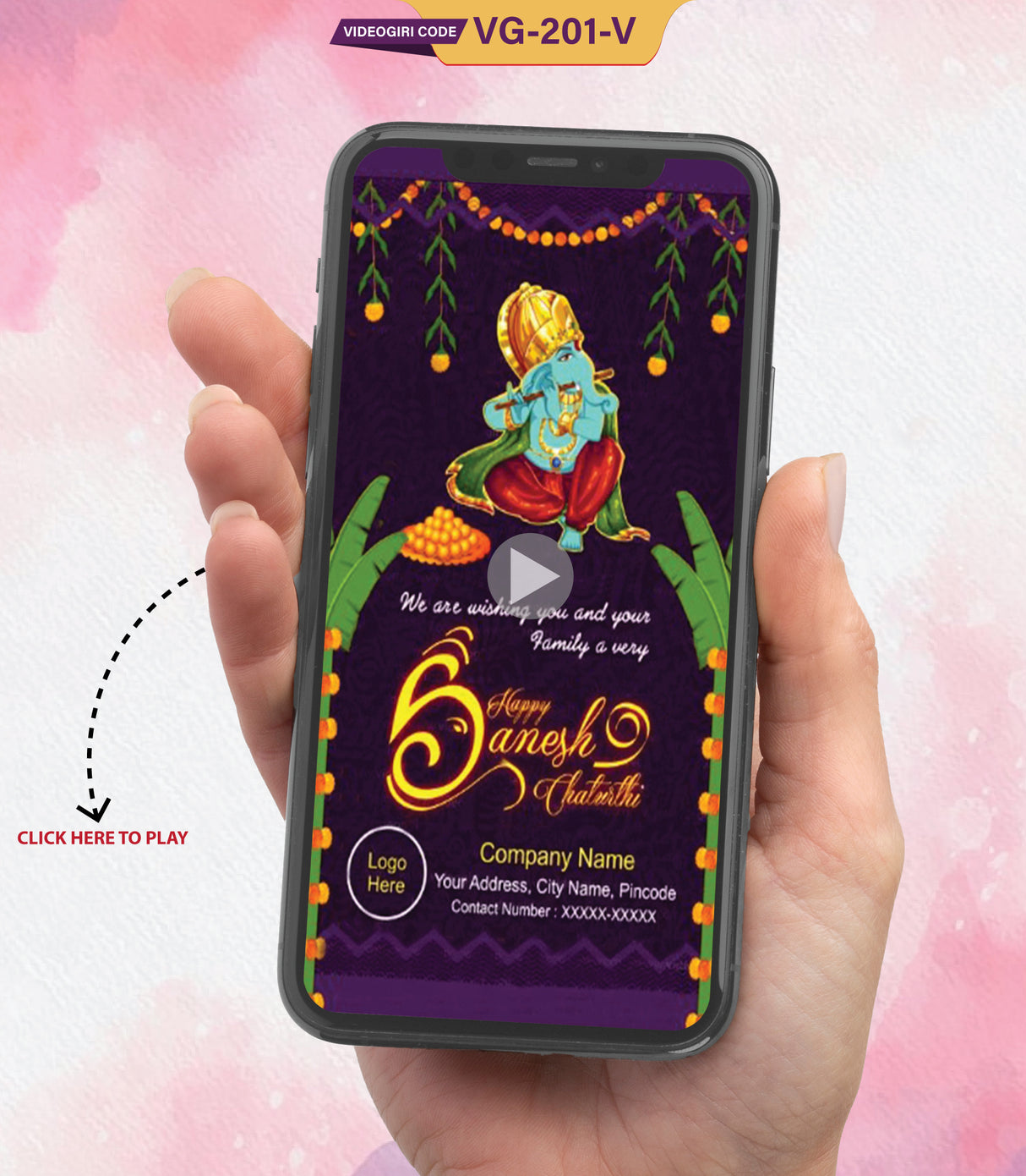 Custom Ganesh Chaturthi GIF Invitation | VG-201-V