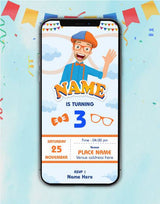 Customizable Blippi Birthday Invitation Card