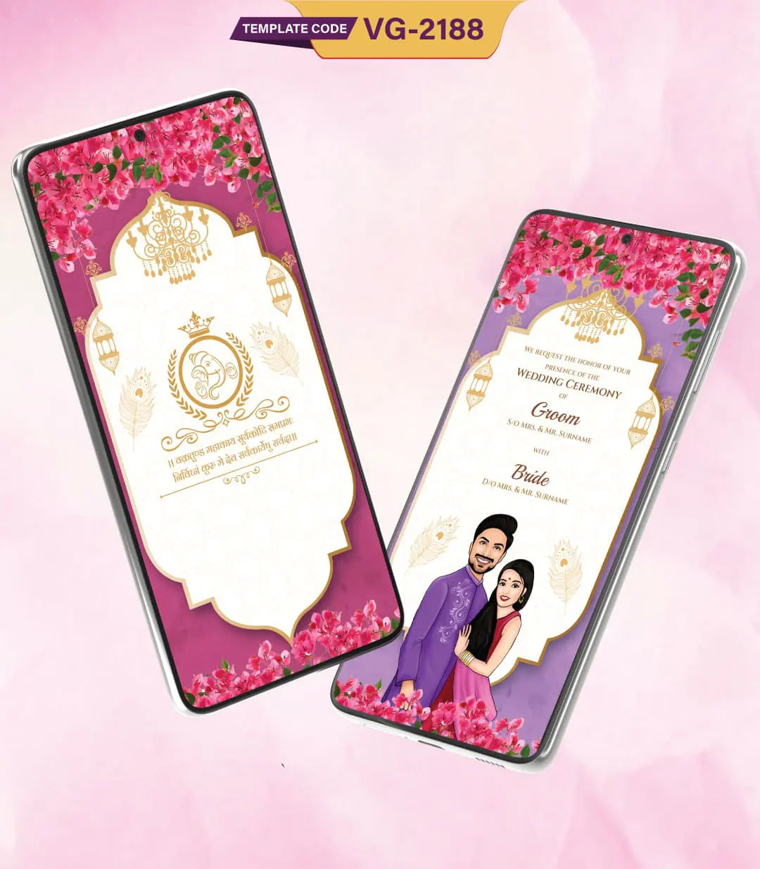 Customized Wedding Caricature Invitation Card | VG-2188