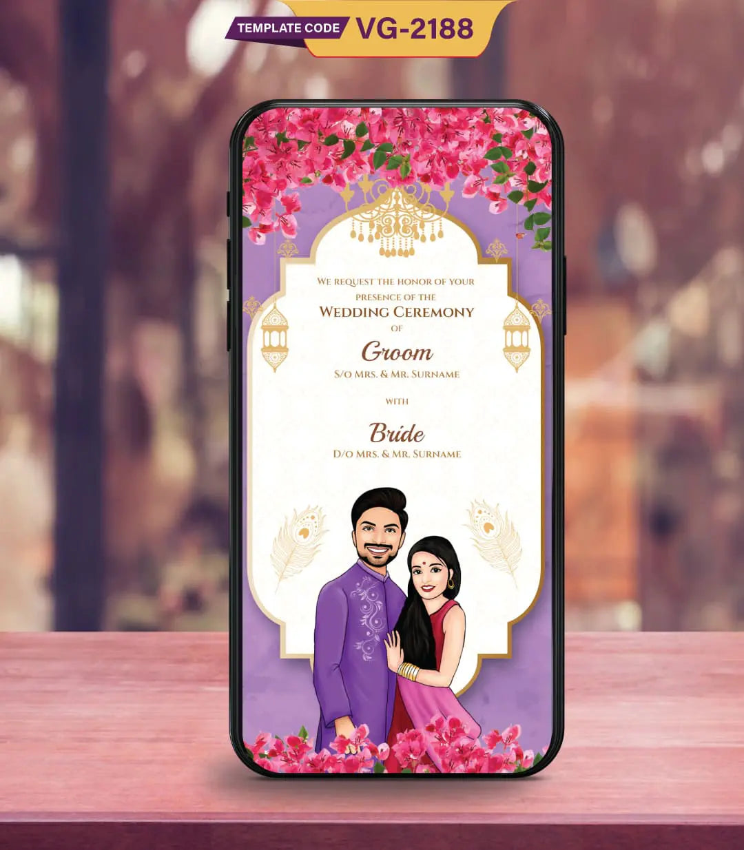 Customized Wedding Caricature Invitation Card | VG-2188