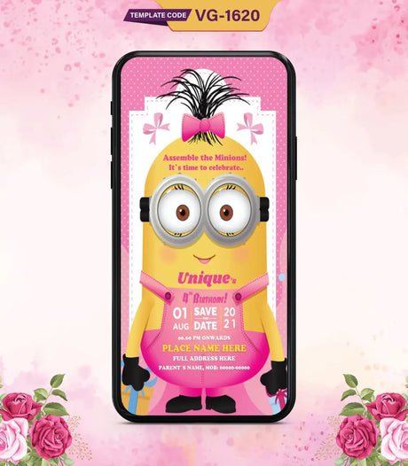 Cute Minions Birthday Invitation Card | VG-1620