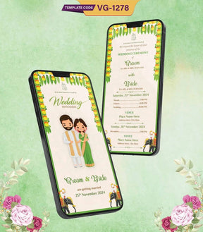 Cute Bride and Groom Wedding Invitation Card