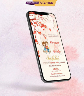 Cute Cartoon Couple Wedding Invitation