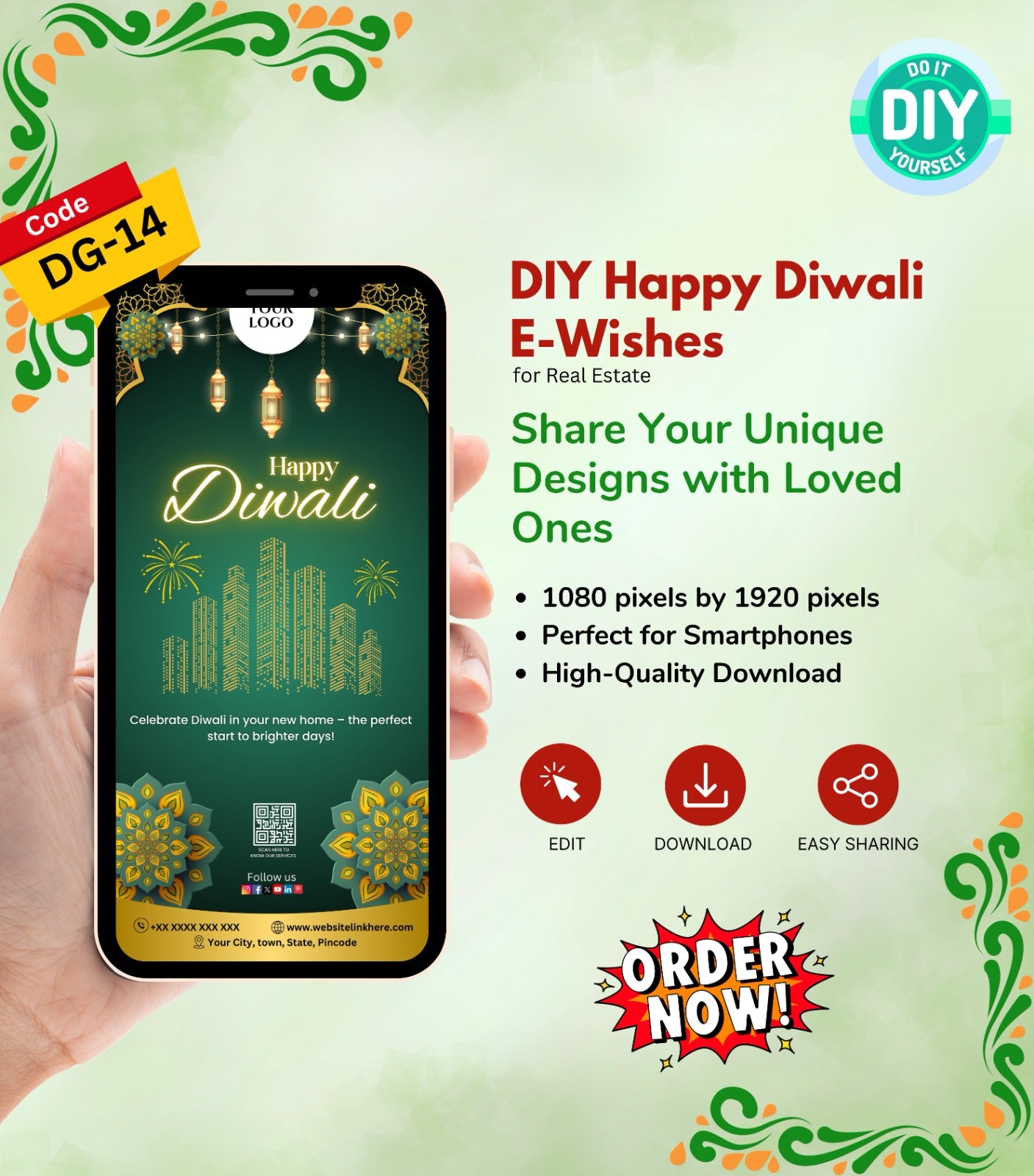 DIY Happy Diwali Wishes for Real Estate - Festive Card