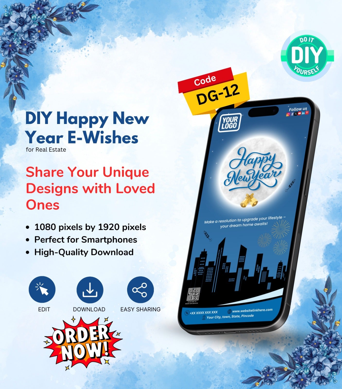DIY Happy New Year Wishes for Real Estate - Festive Card