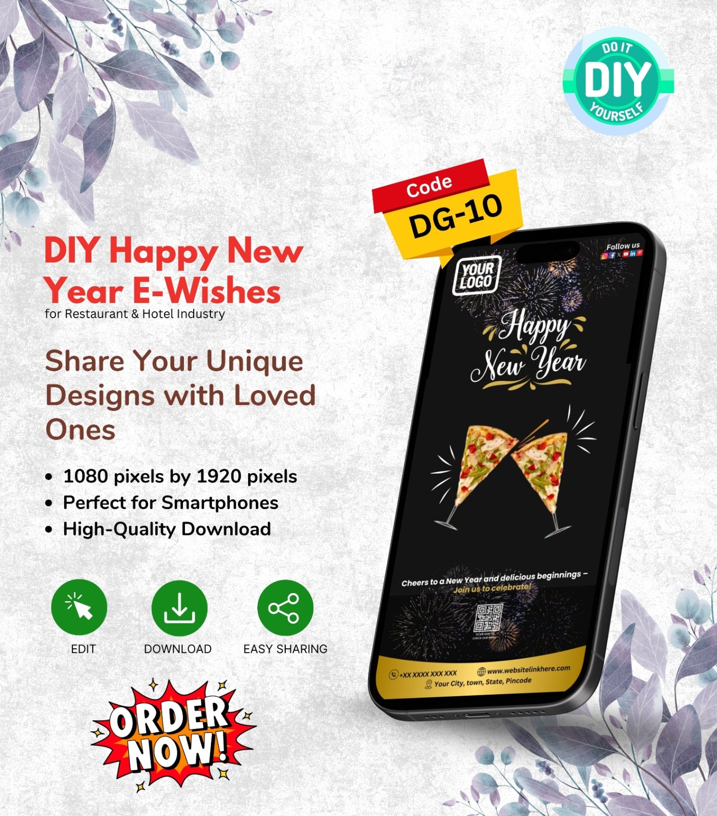 DIY Happy New Year Wishes for Restaurant & Hotel Industry - Festive Card 