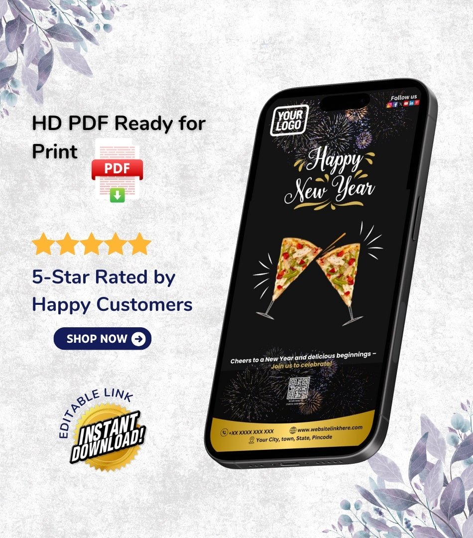 DIY Happy New Year Wishes for Restaurant & Hotel Industry - Festive Card 