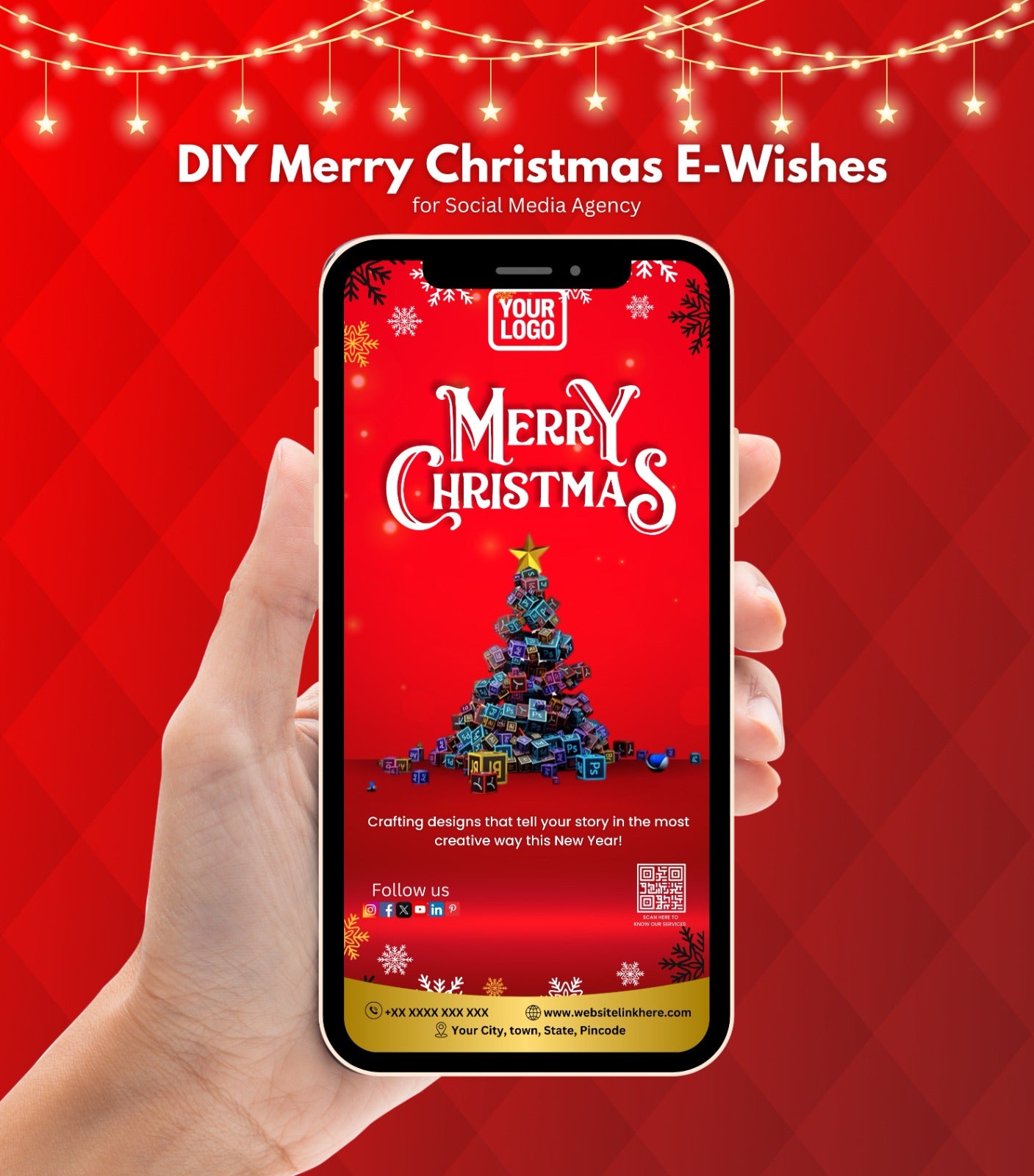 DIY Merry Christmas Wishes for Graphic Design Agency - Creative Holiday Card 