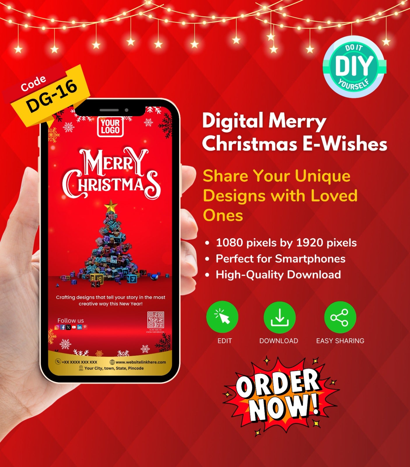 DIY Merry Christmas Wishes for Graphic Design Agency - Creative Holiday Card 