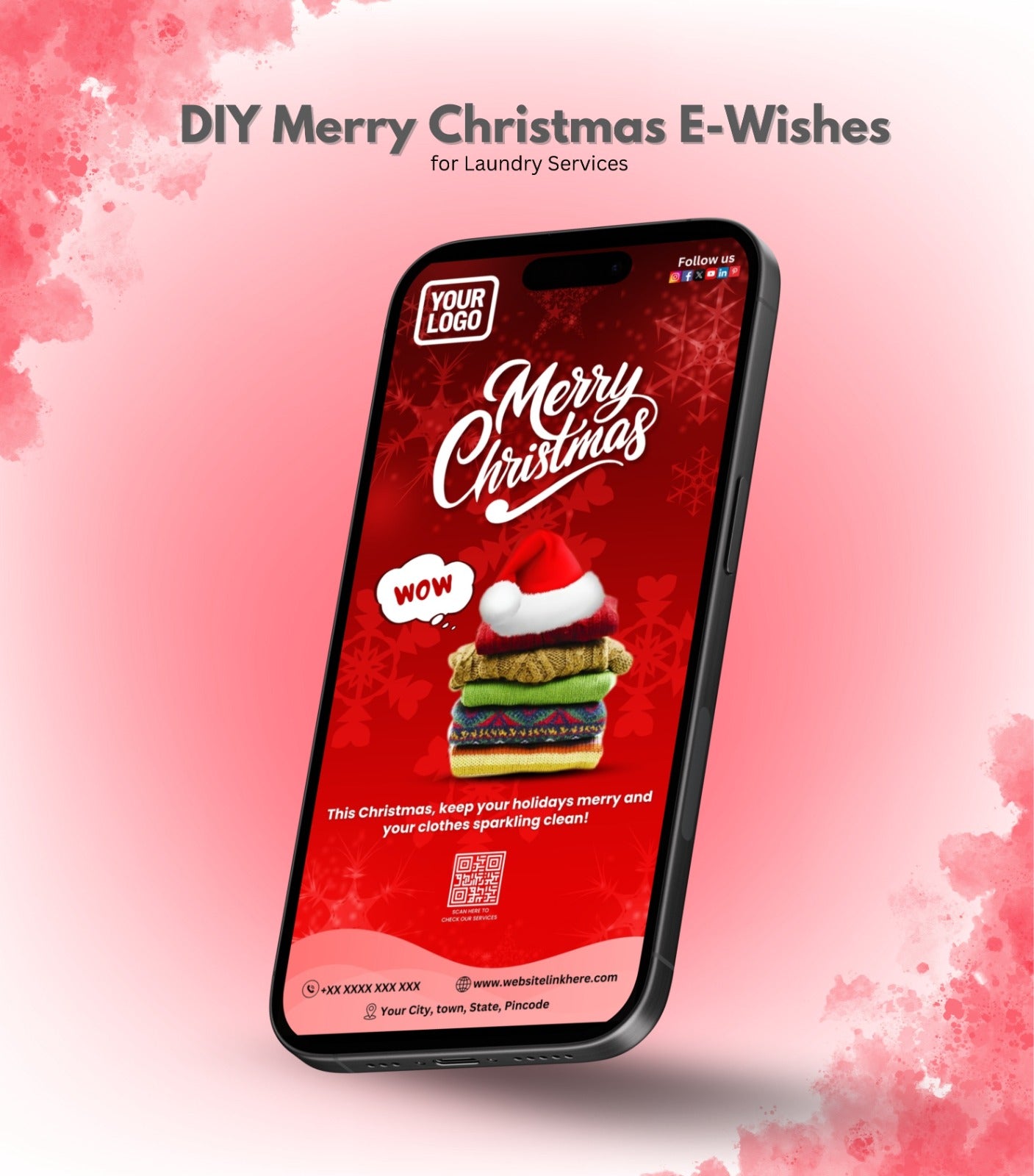 DIY Merry Christmas Wishes for Laundry Service - Festive Card
