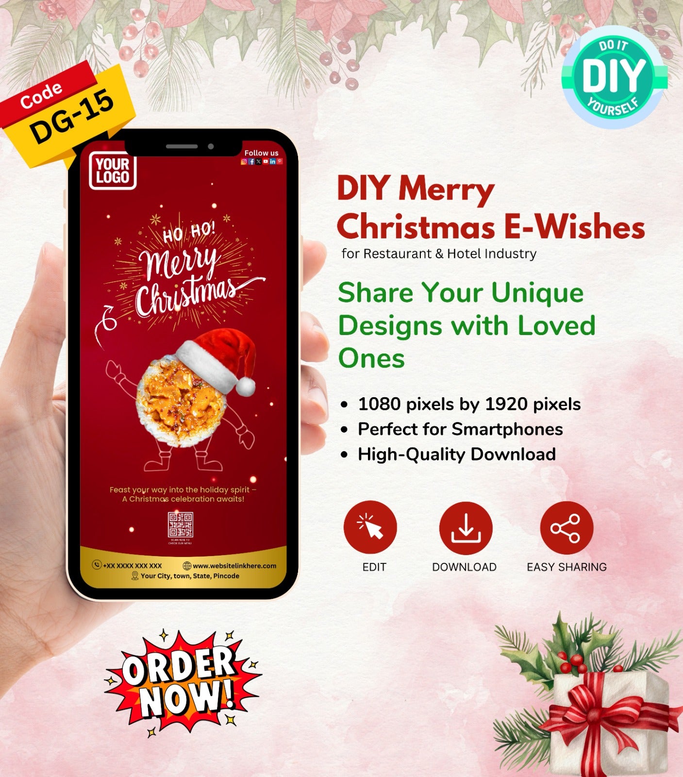 DIY Merry Christmas Wishes for Restaurant & Hotel Industry - Festive Card 