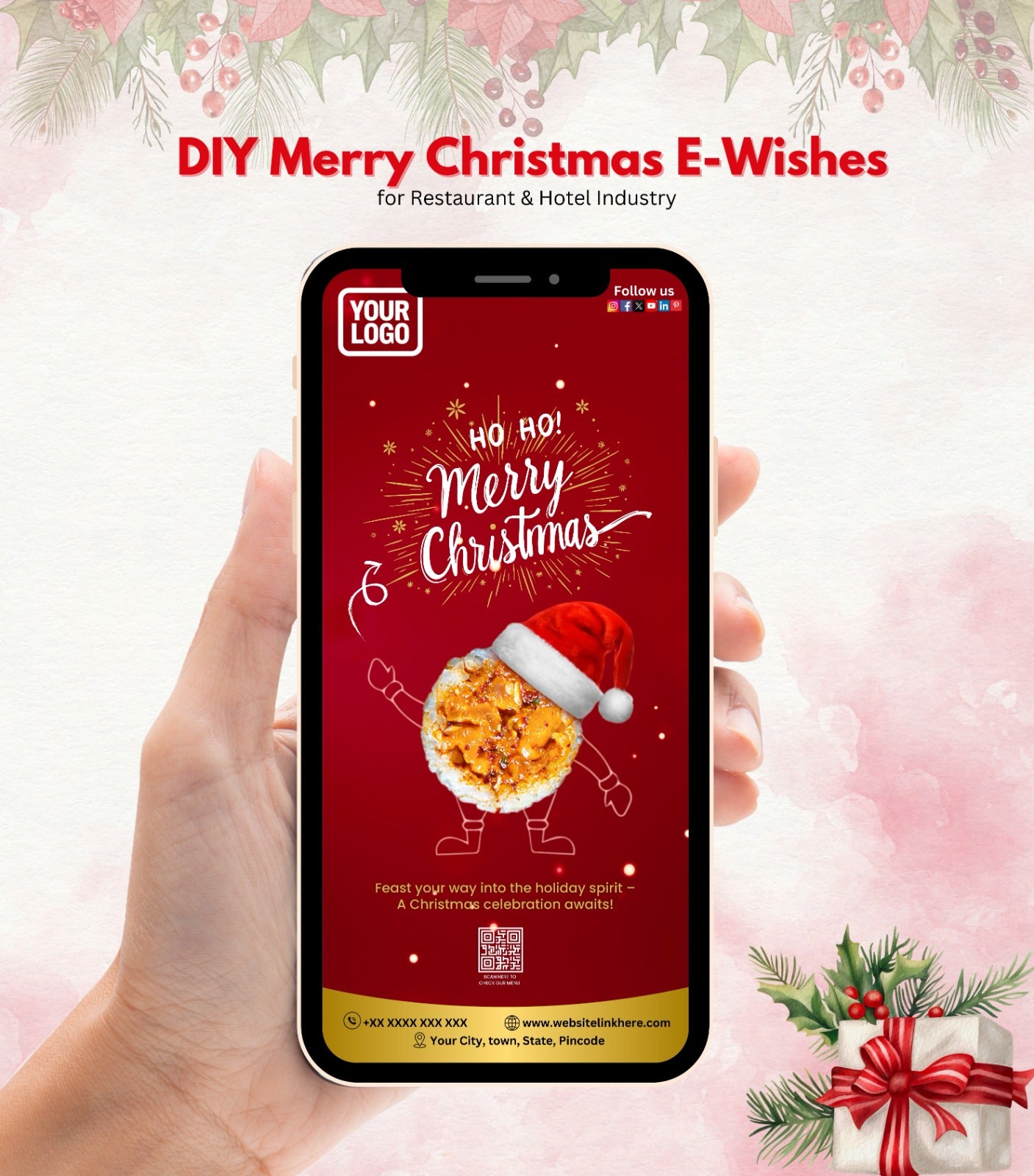 DIY Merry Christmas Wishes for Restaurant & Hotel Industry - Festive Card 