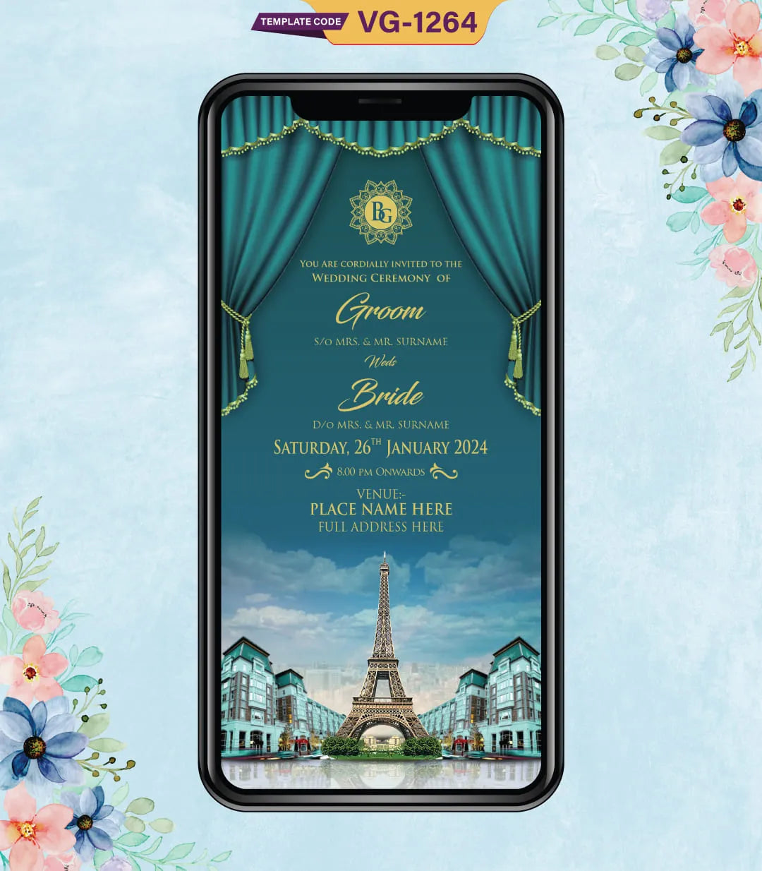 Destination Wedding Invitation Card | VG-1264