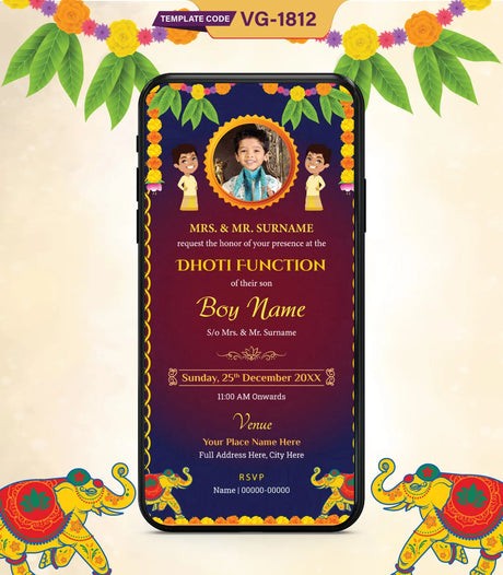 Dhoti Function Invitation | VG-1812