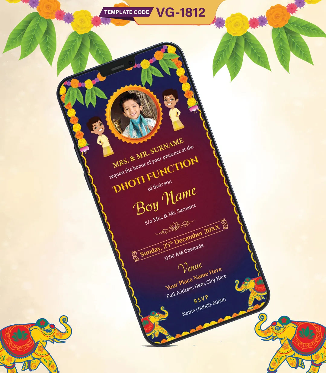 Dhoti Function Invitation | VG-1812