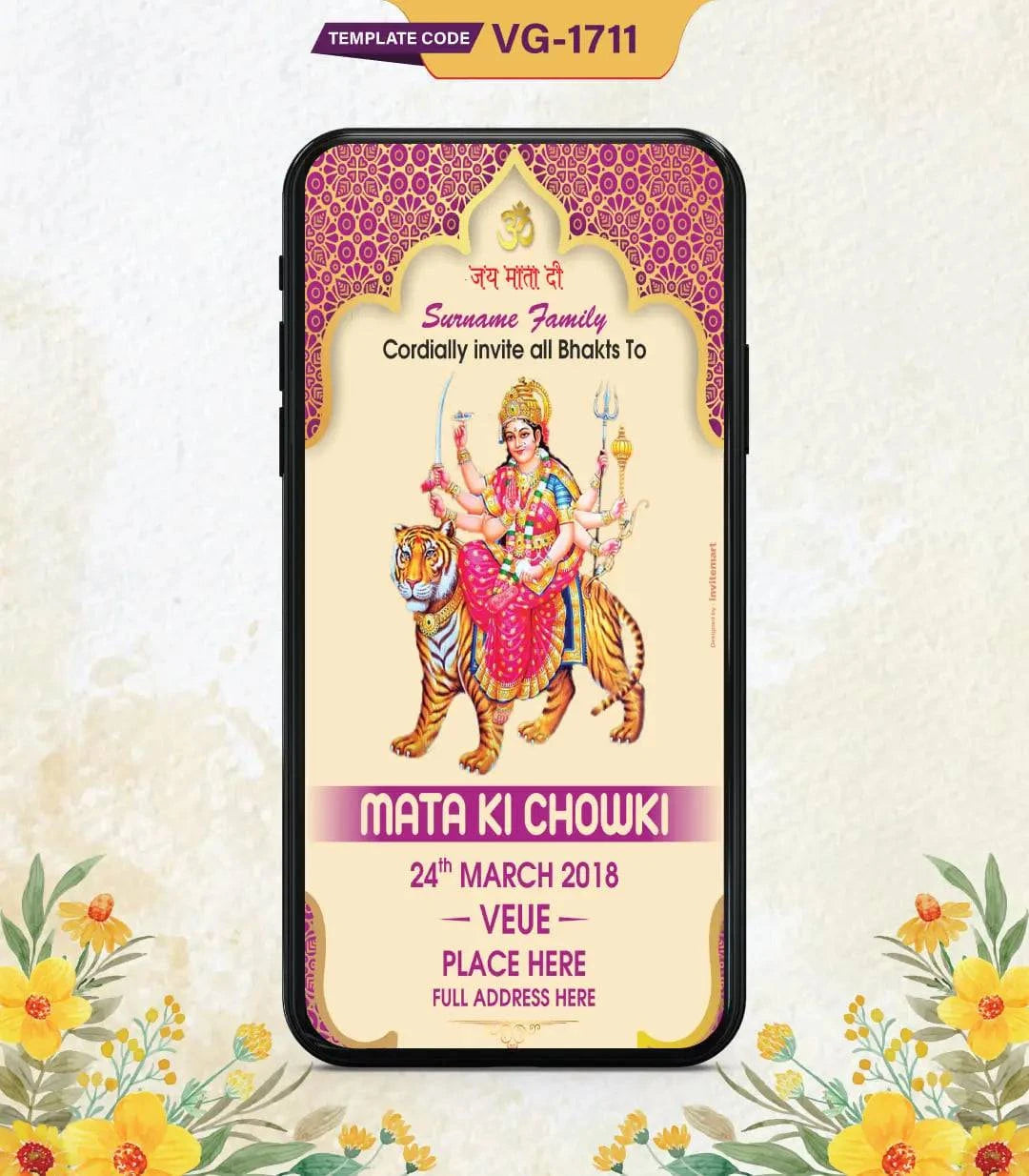 Digital Mata Ki Chowki Invitation Card 