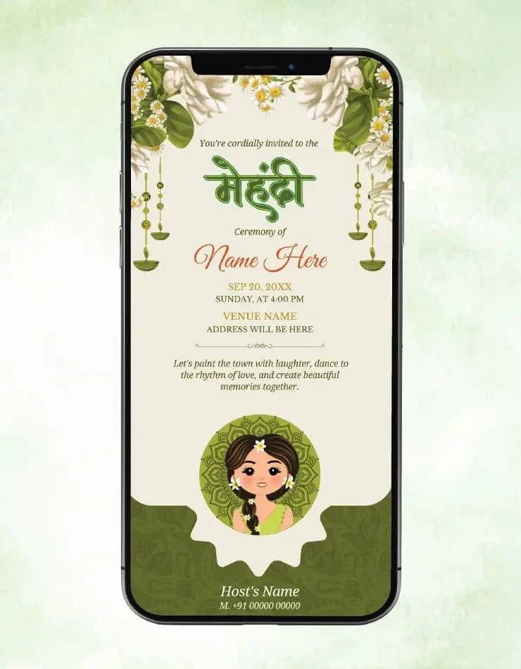 Digital Mehndi Ceremony Invitation Card