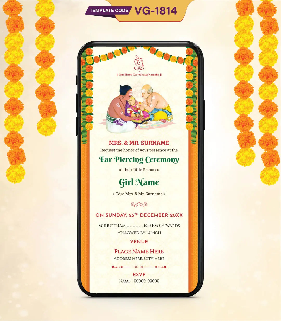 Ear Piercing Ceremony Invitation