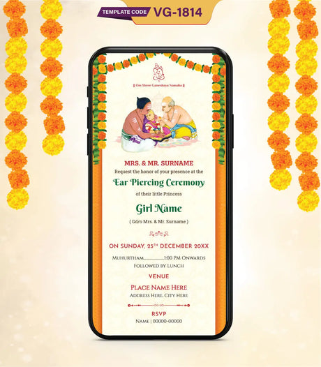 Ear Piercing Ceremony Invitation