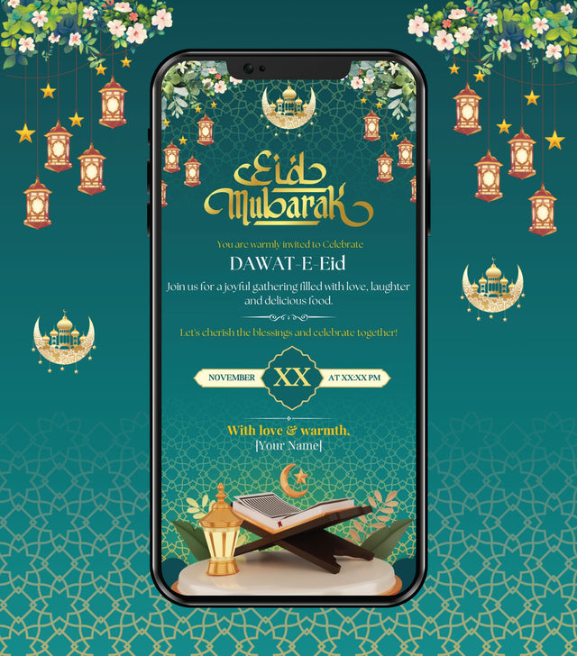 Eid Mubarak Dawat Invitation eCard 