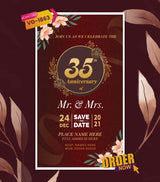 Elegant 35th Wedding Anniversary Digital Invitation 