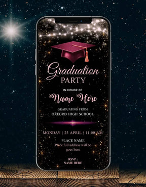 Elegant Black & Gold Graduation Party Invitation 