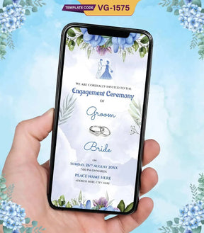 Elegant Blue Floral Engagement Ceremony Invitation