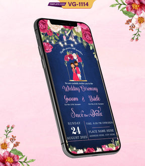 Elegant Blue Floral Wedding Invitation