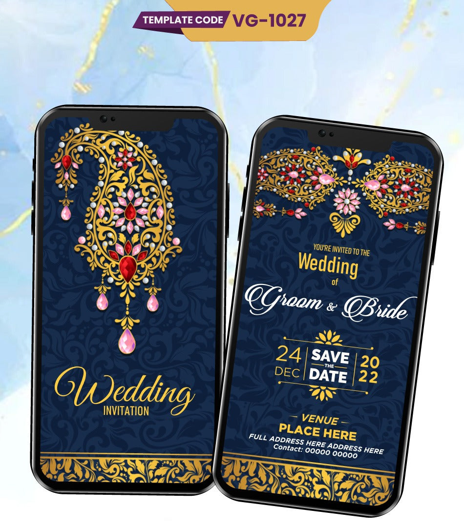 Elegant Classic Wedding Invitation | Royal Digital Save The Date | VG-1027