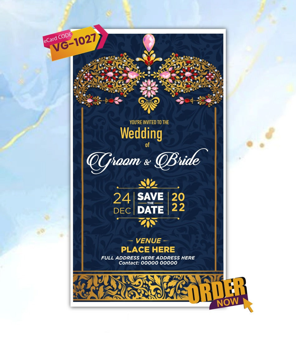 Elegant Classic Wedding Invitation | Royal Digital Save The Date | VG-1027