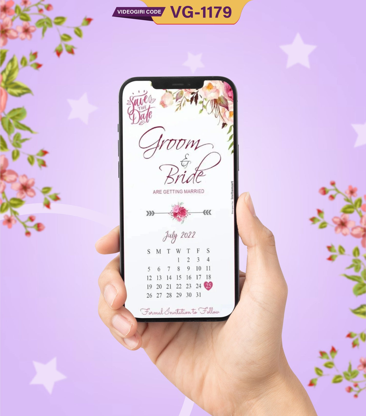 Elegant Floral Calendar Save The Date Wedding Invitation Card