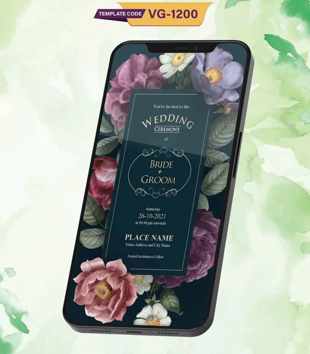 Elegant Floral Save The Date Wedding Card