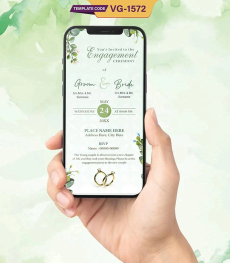 Elegant Greenery Engagement Ceremony Invitation