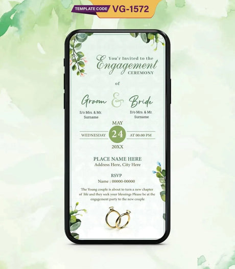 Elegant Greenery Engagement Ceremony Invitation