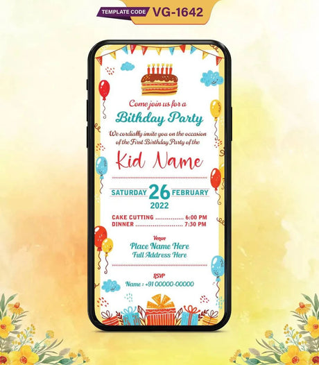 First Birthday Invitation Card 