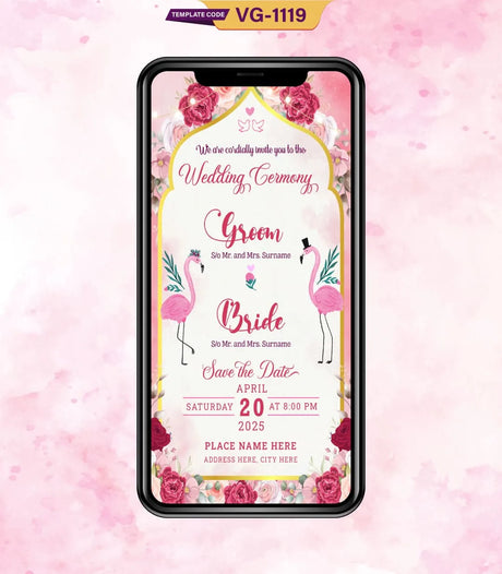 Flamingo Theme Wedding Invitation | VG-1119