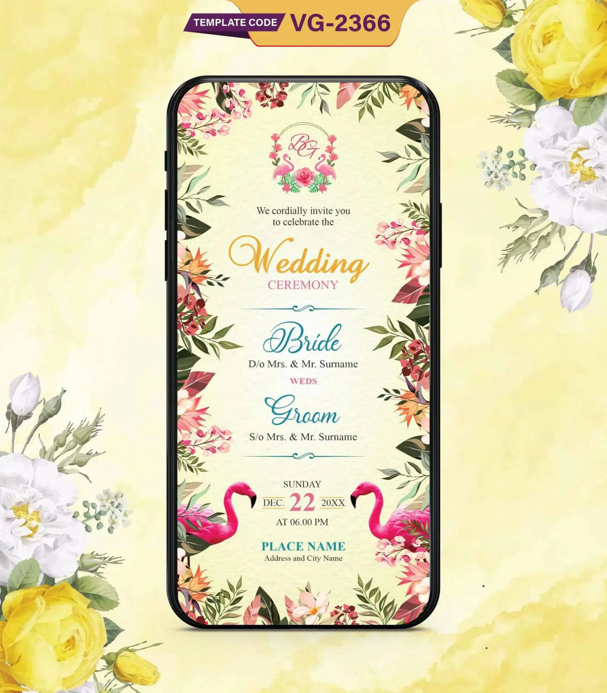 Flamingo Wedding Invitation Online