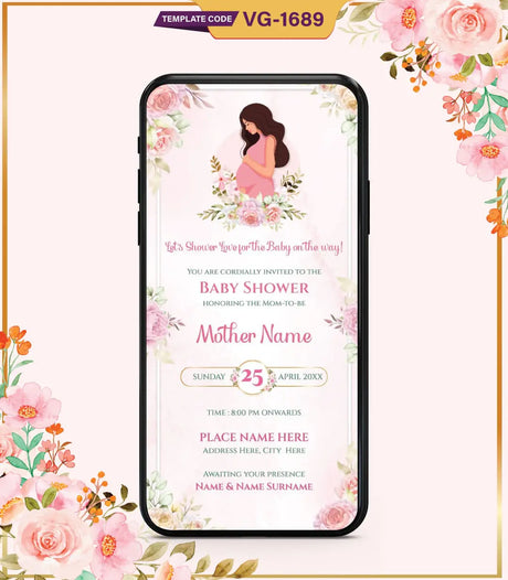 Floral Baby Shower Invitation Templates | VG-1689