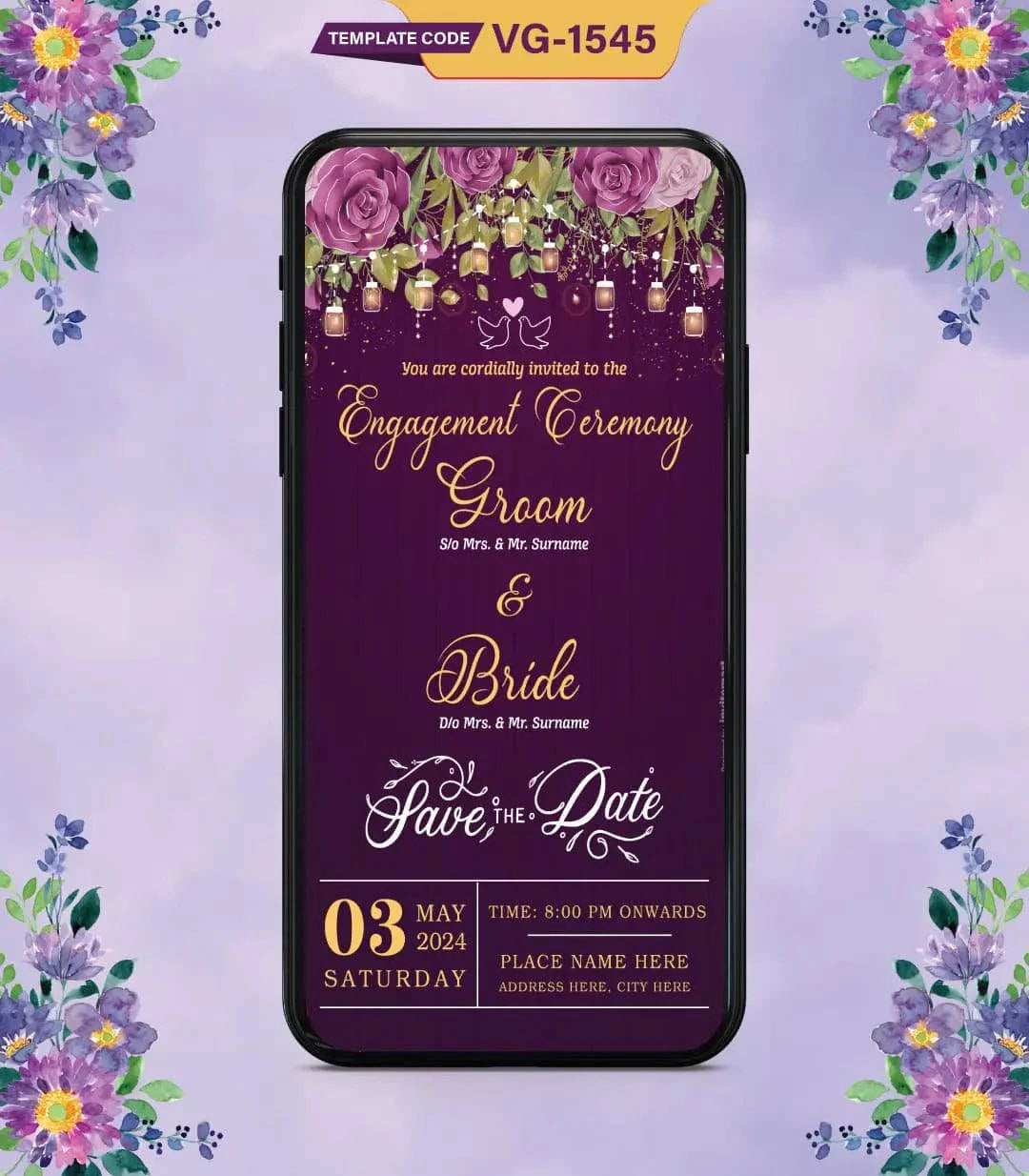 Floral Engagement Ceremony Invitation Card