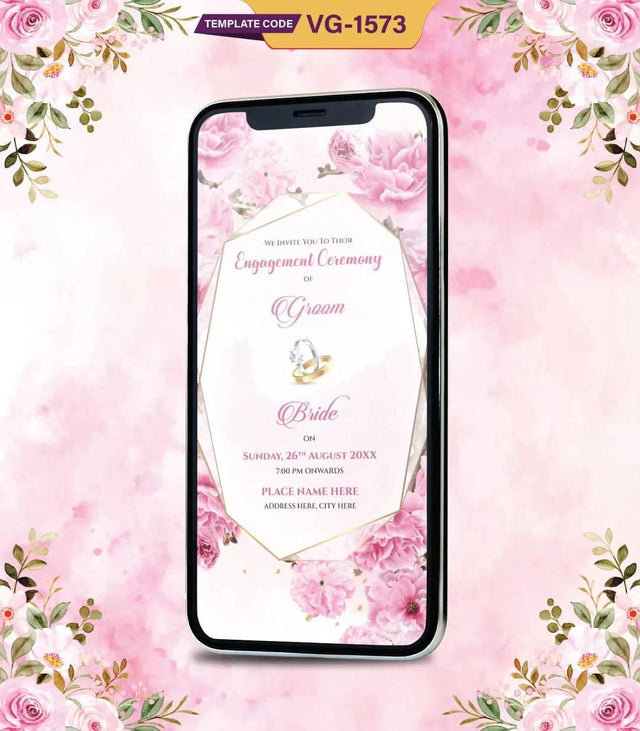 Floral Engagement Invitation Card