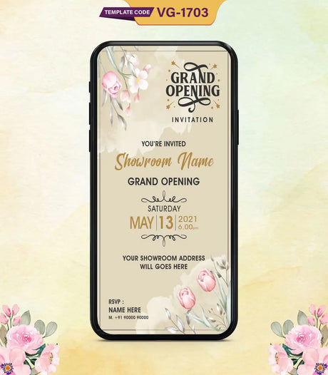 Floral Grand Opening Invitation Card | VG-1703