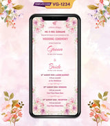 Floral Sikh Wedding Ceremony Invitation Card | VG-1234